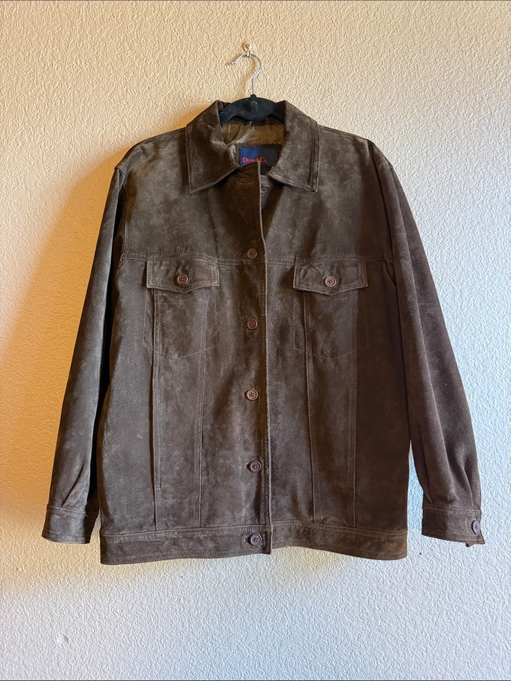 Denim & Co Vintage Chocolate Brown Suede Shacket